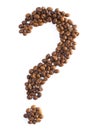 Coffee bean question mark isolated on white Royalty Free Stock Photo