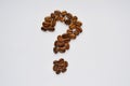 Coffee bean question mark isolated on white Royalty Free Stock Photo