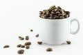Coffee bean - small cup full of coffee bean isolated on white. Royalty Free Stock Photo