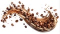 Coffee Bean Splash Dynamic Composition, Brown Tones, Energy Concept Royalty Free Stock Photo