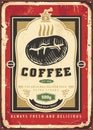 Coffee Bean Vintage Graphic On Old Metal Sign