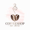 coffee bean watercolor logo love concept design Royalty Free Stock Photo