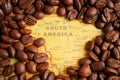 Coffee bean on world map, shopping online for export or import Royalty Free Stock Photo