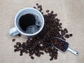 Coffee beand roasted and ground coffee bean background style