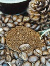 Coffee beand roasted and ground coffee bean background style