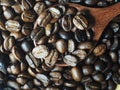 Coffee beand roasted and ground coffee bean background style