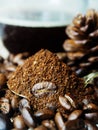 Coffee beand roasted and ground coffee bean background style