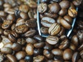 Coffee beand roasted and ground coffee bean background style