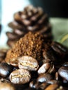 Coffee beand roasted and ground coffee bean background style