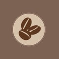 Coffee bean icon sign on braun background