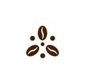 Coffee beans, abstract vector logo concept. Brown cocoa beans, circular emblem, isolated icon. Coffee logo template for