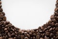 Coffee beans in arch on a white background text space Royalty Free Stock Photo