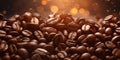 Coffee beans background. Close up of roasted coffee beans with AI generated. Royalty Free Stock Photo