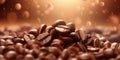 Coffee beans background. Close up of roasted coffee beans with AI generated. Royalty Free Stock Photo
