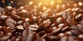 Coffee beans background. Close up of roasted coffee beans with AI generated. Royalty Free Stock Photo