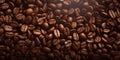 Coffee beans background. Close up of roasted coffee beans with AI generated. Royalty Free Stock Photo