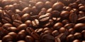 Coffee beans background. Close up of roasted coffee beans with AI generated. Royalty Free Stock Photo