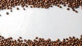 Coffee beans background, Coffee Bean Border on White Background ai generated Royalty Free Stock Photo
