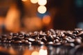 Coffee beans background with copy space for text. Generative AI