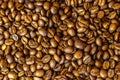 Coffee beans background with rich brown tones and natural texture. Roasted coffee beans close-up Royalty Free Stock Photo