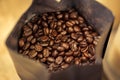 Coffee beans in bag Royalty Free Stock Photo