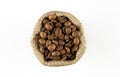 Coffee beans in bag Royalty Free Stock Photo