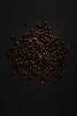 Coffee beans on a black background