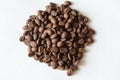 Coffee beans on the blue background. Grains for making a drink coffee Royalty Free Stock Photo