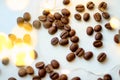 Coffee beans with a bokeh lights