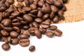 Coffee Beans Border over Burlap Royalty Free Stock Photo