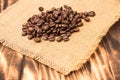 Coffee Beans Border over Burlap Royalty Free Stock Photo