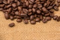 Coffee Beans Border over Burlap Royalty Free Stock Photo