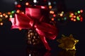 Coffee beans in a bottle as a gift with blury light background