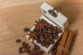 Coffee beans in a box vintage Royalty Free Stock Photo