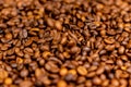 Coffee beans bright saturated texture. Roasted coffee beans background