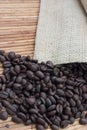 Coffee Beans and Burlap Bag Royalty Free Stock Photo