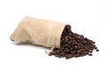 Coffee beans with burlap bag Royalty Free Stock Photo