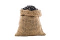 Coffee beans in burlap bag Royalty Free Stock Photo