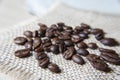 Coffee beans on the burlap Royalty Free Stock Photo