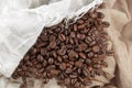Coffee beans with canvas like cloth