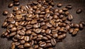 Coffee beans on a canvas napkin,dark,natural coffee,food,canvas,close-up