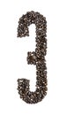 Number Three made from Coffee Beans Royalty Free Stock Photo