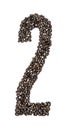 Number Two made from Coffee Beans Royalty Free Stock Photo