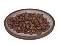 Coffee beans in the ceramic small dish over white Royalty Free Stock Photo