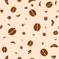 Coffee beans and chocolate chips, seamless background Royalty Free Stock Photo