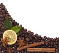 Coffee beans with cinnamon and anise