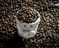 coffee beans in a clay pot Royalty Free Stock Photo