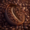 Coffee beans, close focus. Calm wallpaper for desk