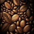 Coffee beans, close focus. Calm wallpapers for a desk, telephone.