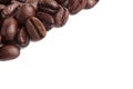 Coffee beans close up in isolated white background